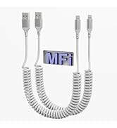 Coiled iPhone Lightning Cable 3Ft, [MFi Certified] Apple Carplay Cable, iPhone Charger Cord for C...