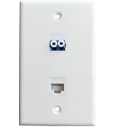 BUPLDET LC/UPC Fiber CAT6 Ethernet Wall Plate - Single Gang LC Duplex Fiber Optic Cover Plate wit...