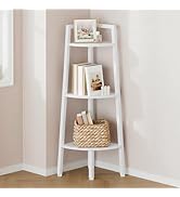 Hoctieon Corner Shelf, 3-Tier Corner Bookshelf, Rustic Ladder Shelf, Industrial Display Stand for...