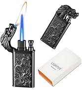 Torch Lighter Magic Dual Flame Dragon Lighter, Windproof Adjustable Jet Flame and Soft Flame, Ref...