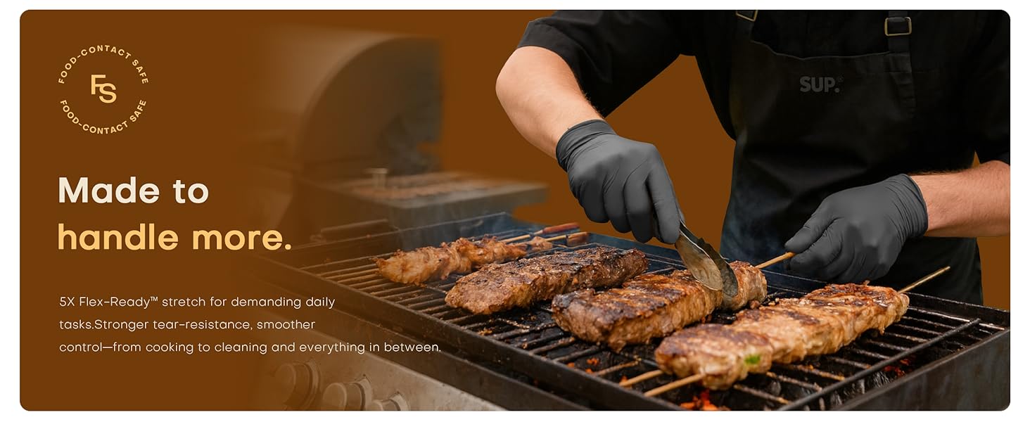 5X Flex-ReadY stretch for daily tasks tear-resistance smoother control cooking to cleaning