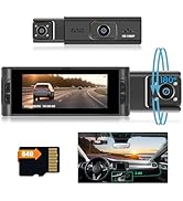 Hikity 3.16" 2 Channel Dash Cam 180° View Front and Rear Inside, 1080P Dash Camera for Cars Left ...