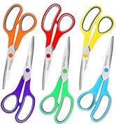 Scissors, Hnncugty 8" Scissors All Purpose Bulk Set of 6-Pack, Sharp Shears for Office Home Craft...
