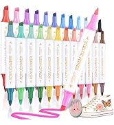 DUULEMANG 48 Colors 24 Packs Dual Tip Acrylic Paint Pens, Brush &amp; Chisel Tips Coloring Drawing Ma...