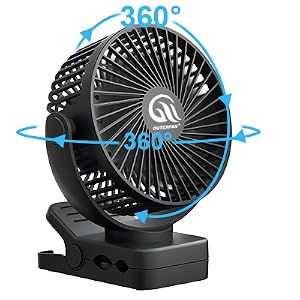 360 degree rotation clip on fan for camping tent, office desk, home table, bedroom