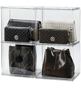 GOXITAX 4 Pack Purses Organizer for Closet, Plastic Stackable Storage Rack for Bathroom, Bedroom ...