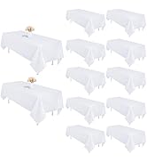 12 Pack White Table Cloth 60 x 102 Inch Rectangular Tablecloths for 6 Foot Rectangle Tables, Wrin...