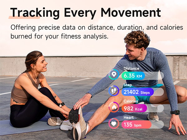 Smartwatch with Bluetooth Calls, Heart Rate/Sleep/SpO2 Monitor, IP68 Waterproof Fitness Tracker
