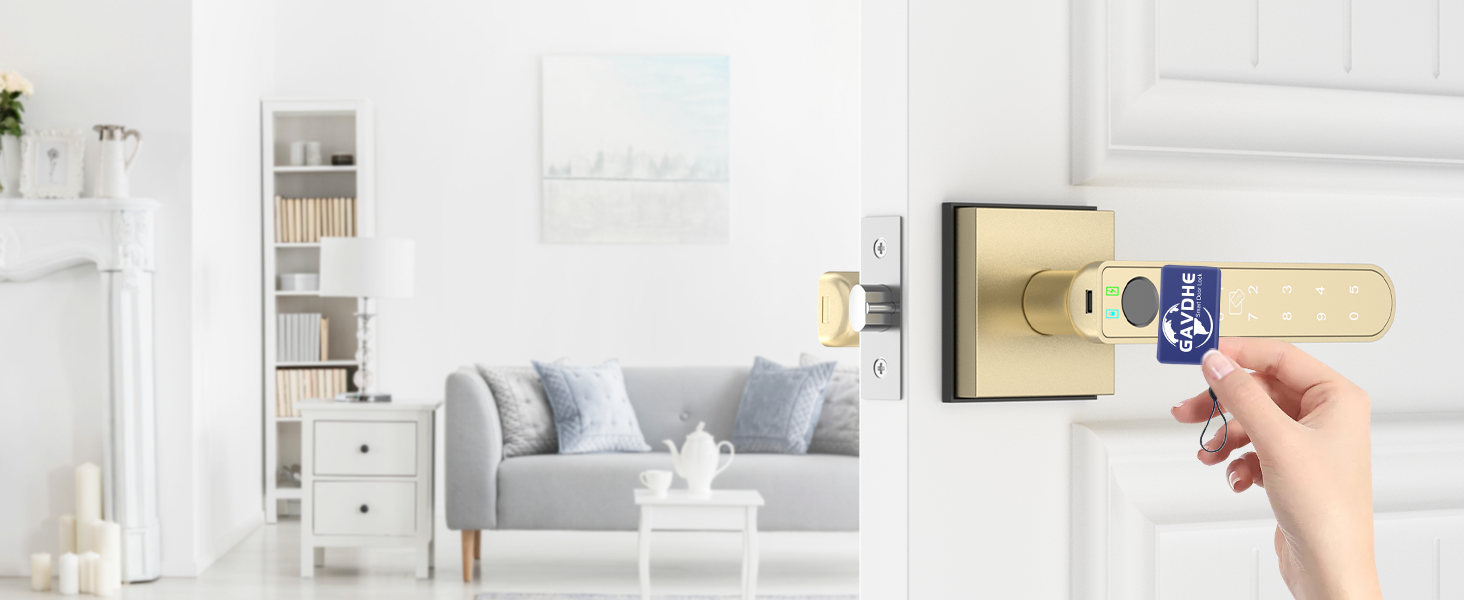 fingerprint door knob gold