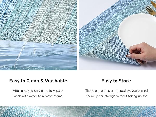 Placemats Set of 4,Vinyl Table Place Mats Stain Resistant Foldable Placemats Washable Wipeable