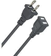 2 Prong Polarized Grey Extension Cord 7 feet Thin Power Cable Male to Female for Indoor/Home Use,...