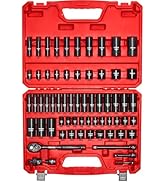 VEVOR Impact Socket Set 3/8" Drive, 64-Piece Standard SAE (5/16 to 1 inch) &amp; Metric (6 to 24 mm) ...