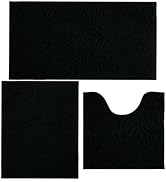AINAHYVA Bathroom Rugs Chenille Bath mat 3 Piece Set, Super Absorbent, Strong PVC Non Slip Backin...