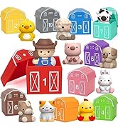 Learning Toys for 1,2,3 Year Old Toddlers, 20Pcs Farm Animals Barn Toy Montessori Counting, Match...