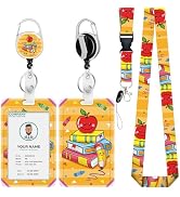 Cute Teacher Lanyard with ID Holder, Lanyards for id Badges, Retractable ID Badge Holder with Det...