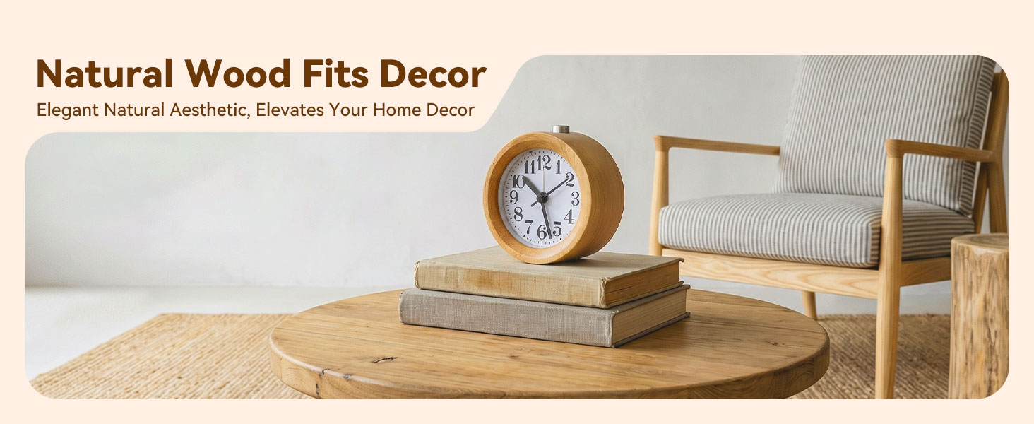 wood analog alarm clock