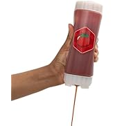 Brenium No-Drip FIFO Tomato Sauce Bottle – 18oz BPA-Free Refillable Squeeze Dispenser with White ...