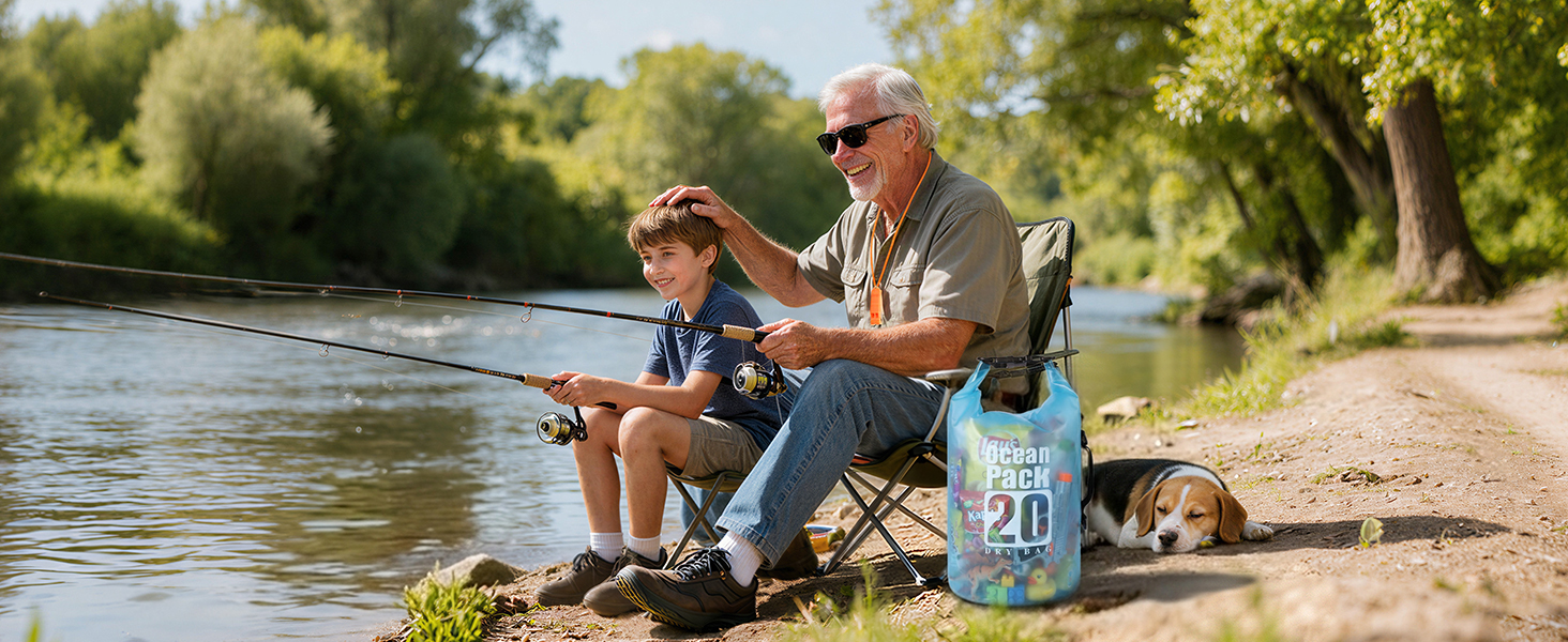 Waterproof dry bag: keep gear dry during riverside fishing trips