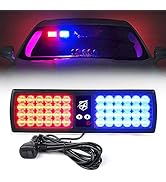 Xprite Red Blue 48LED Visor Strobe Flashing Lights Interior Windshield Sunshield Emergency Warnin...