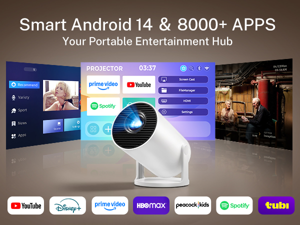 mini projector with wifi and bluetooth for bedroom protable smart 4K phone movie proyector