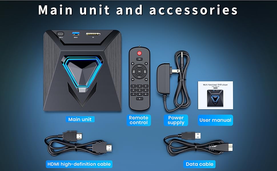 External Mini CD/DVD Drive HDMI, Small Compact DVD Player for Smart TV with All Region Free