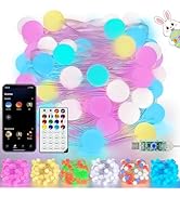 Smart Color Changing Easter Lights Outdoor Indoor, 33FT 66LED App Control RGB Globe Pastel String...