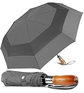 Lejorain Large Folding Golf Umbrella - Compact Mens Umbrellas Travel Rain and Windproof 54inch Co...