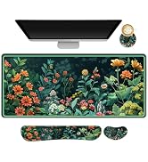 Lauspuck Desk Mat for Keyboard and Mouse, 4 in 1 Desk Pad, Ergonomic Mouse Pad Wrist Support, Key...