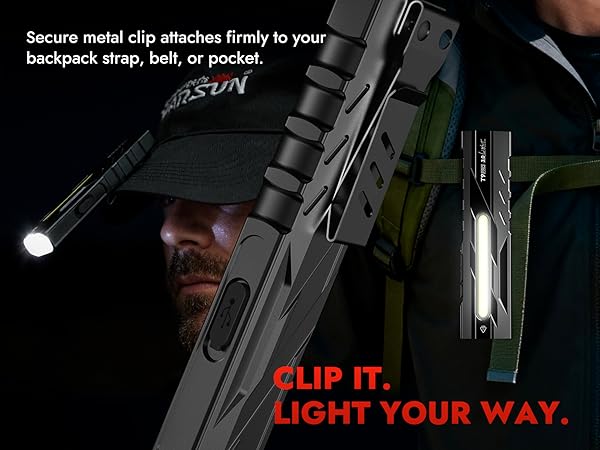 flashlight with clip cap light