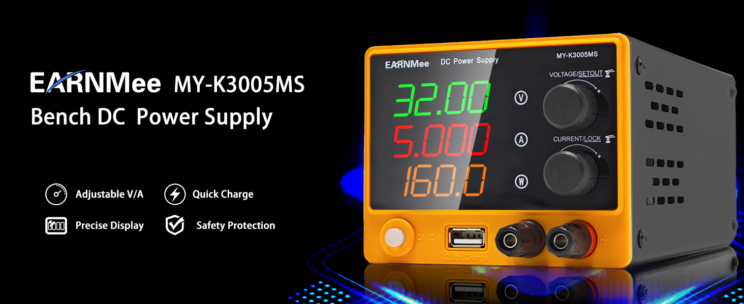 30V 5A Adjustable DC Regulated Lab Bench Power Supply