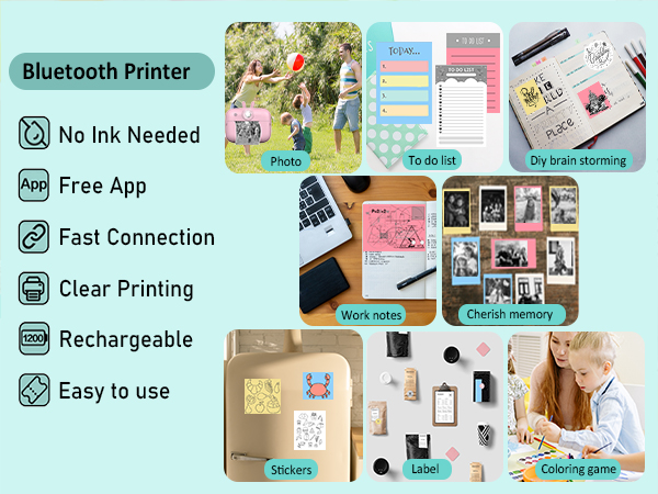 10 Rolls Sticker Paper, Self-Adhesive Thermal HD Photo Paper, Mini Pocket Printer Sticker Paper