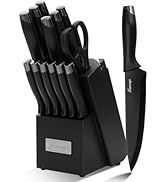 Hancorys Knife Sets for Kitchen with Block, 15 Pieces Chef Knife Set with Self Sharpening, Stainl...
