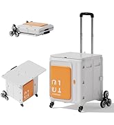 TODAYGO Folding Rolling Utility Cart with Stair Climbing Wheels, Heavy Duty Teacher Cart with Fro...