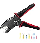 Sanuke Ratchet Crimping Tool for Heat Shrink Connectors (AWG 22-10), Wire Terminal Crimper for In...