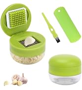 Foyucool 2 Pcs Garlic Press Set, Stainless Steel Garlics Crusher with Silicone Peeler and Cleaner...