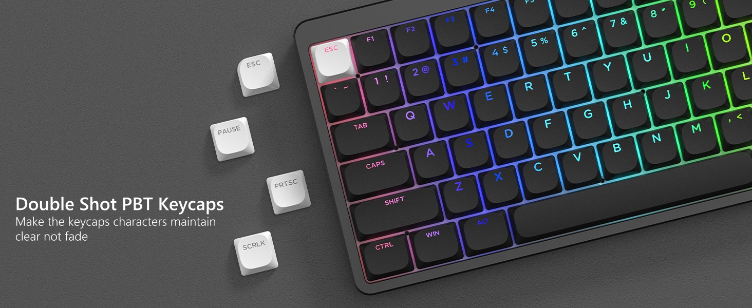 Low Profile Keycap, Shine Through Keycaps, Custom Keyboard Keycaps 75 Percent Black keycaps