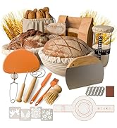Deepredcoast Sourdough Starter Kit, 9" Round and 9.7" Oval Banneton Proofing Baskets, Bread Bakin...