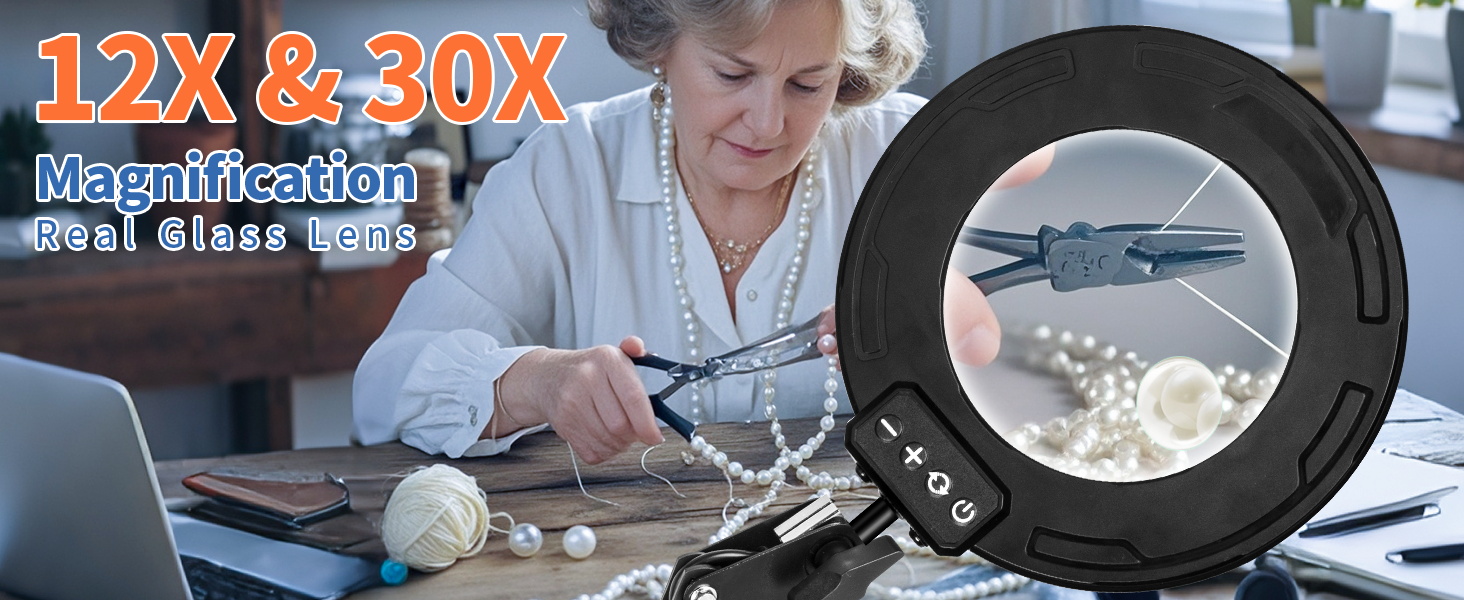 Miniature painting craft light magnifying glass with stand magnifying lamp with light