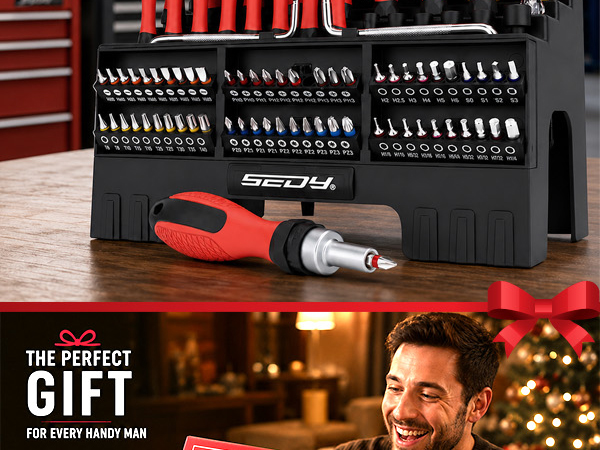 101-Piece Magnetic Screwdriver Set with 60 Bits, Ratchet and Storage Rack