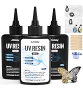 Colored UV Resin, Akisey 300g Black &amp; White UV Resin Kit with Molds, Stirring Sticks &amp; Cups, Low ...