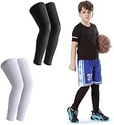 Newbyinn Kid Leg Sleeve 2 Pairs, Long Compression Leg Sleeve for Youth Boy Girl Basketball Soccer...