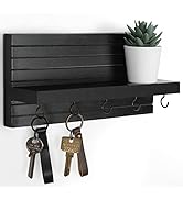 Lwenki Decorative Key Holder for Wall with Shelf, Entryway Shelf with Hooks Holds Leashes, Jacket...