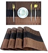 PIGCHCY Placemats,Durable Placemats for Dining Table,Washable Woven Vinyl Kitchen Placemats Set o...