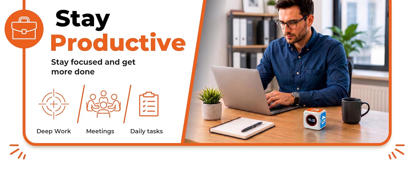 Visual timer for productivity, focus, deep work, meetings, daily tasks, time management
