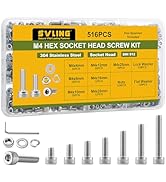 SVLING 516PCS M4 Screws Assortment Kit, 304 Stainless Steel 18-8 Hex Socket Head Cap Screws Bolts...