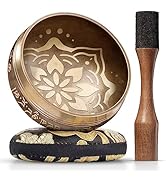 Tibetan Singing Bowl Set – Authentic Hand-Tuned Sound Bowl for Meditation – Complete Meditation B...