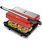 Panini Press Grill, Aigostar 1000W Sandwich Maker with Ceramic Non-stick Plates, Opens 180 Degree...
