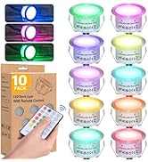 10PCS Low Voltage Recessed RGB Deck Lamp f42mm with Remote Control, LED Deck Lights Kit IP67 Wate...
