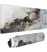 Gold Marble Extended Gaming Mouse Pad Non-Slip Rubber Base Large White Mousepad 31.5x11.8in with ...