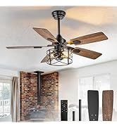 Depuley 42-Inch Ceiling Fans with Lights: Caged Ceiling Fans Dual Finish 5 Blades - Rustic Ceilin...